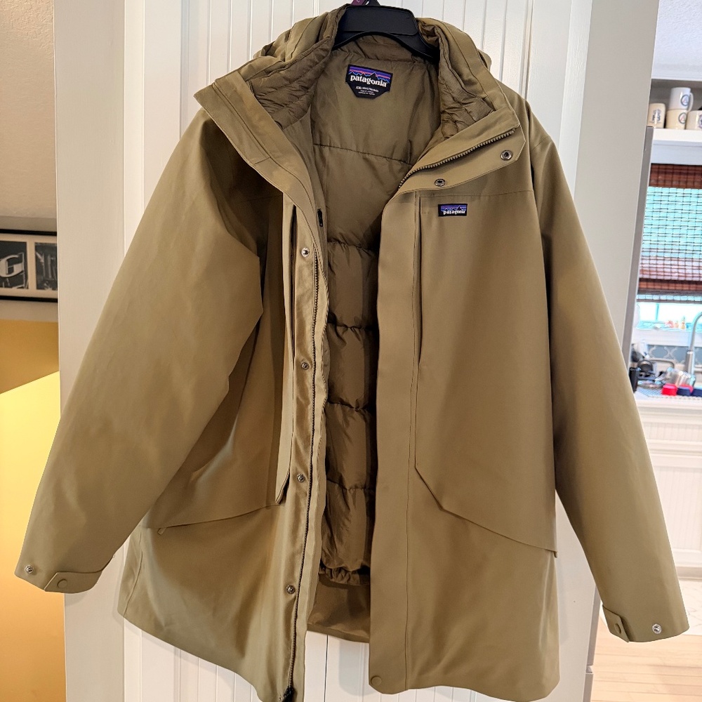 Patagonia Tres 3-in-1 Waterproof Down Parka Olive Green